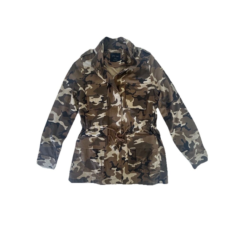 Love Tree Camo Utility Jacket Women’s Medium 100% Cotton Military Cargo NWOT